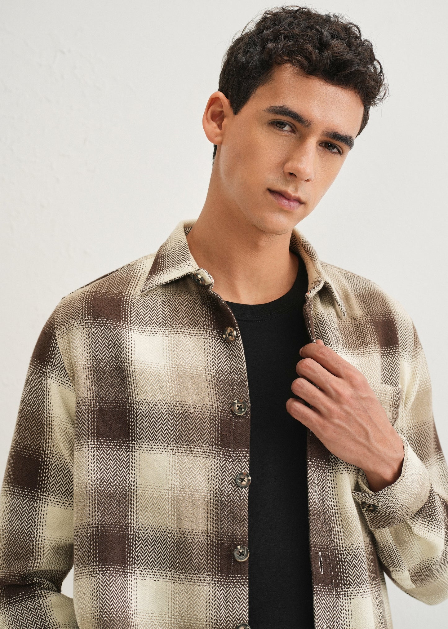 Brown Checked Overshirt