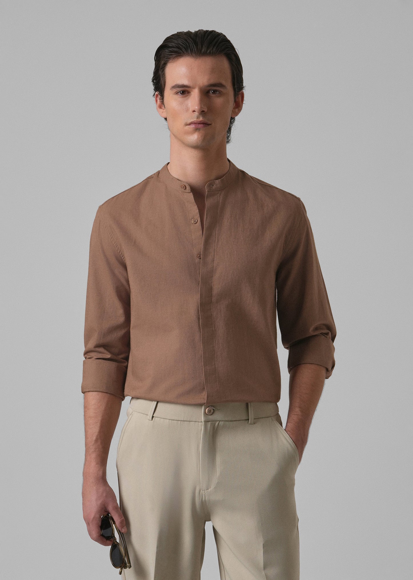Brown Cotton Linen Shirt