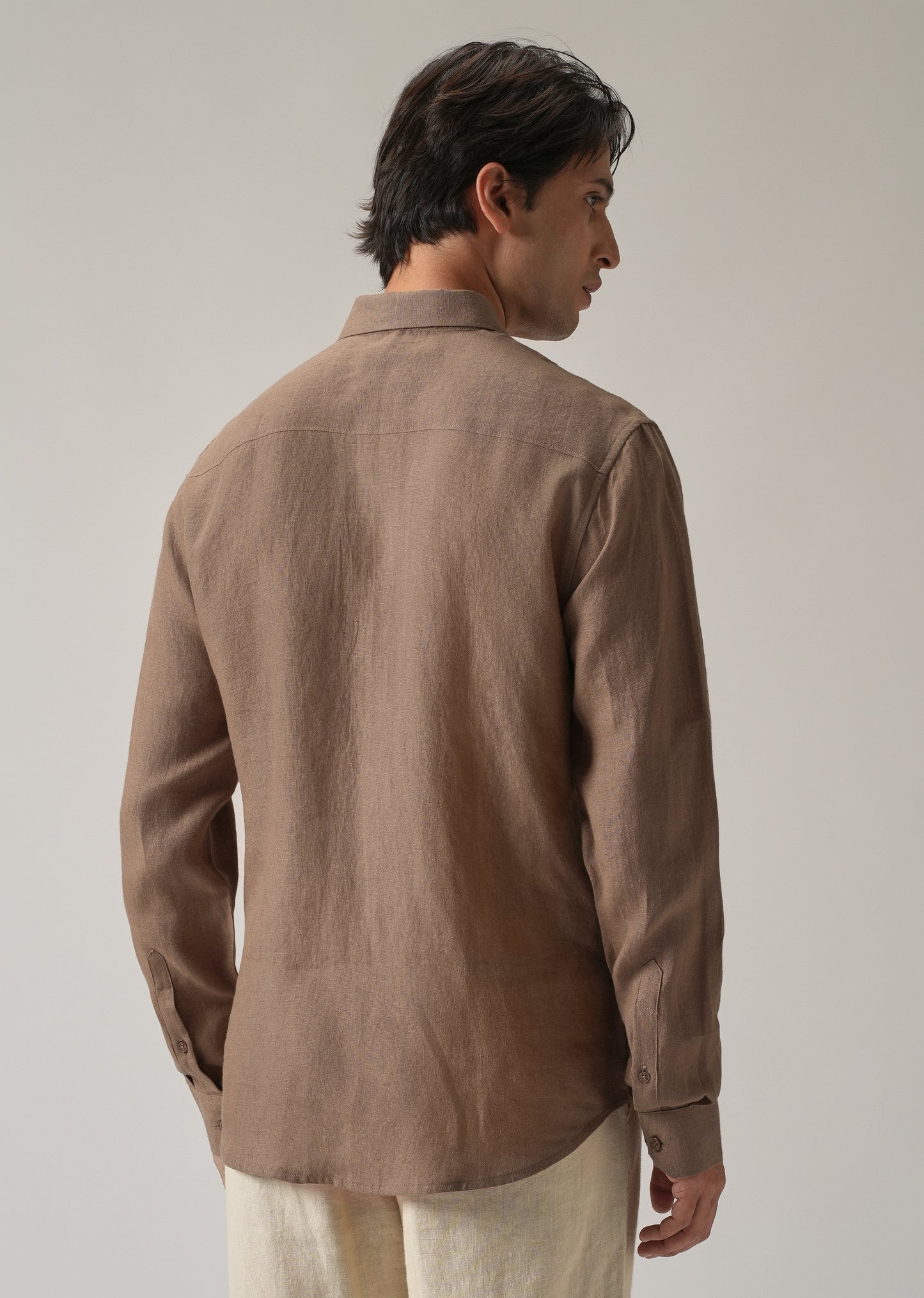 Brown Double Pocket 100% Pure Irish Linen Shirt