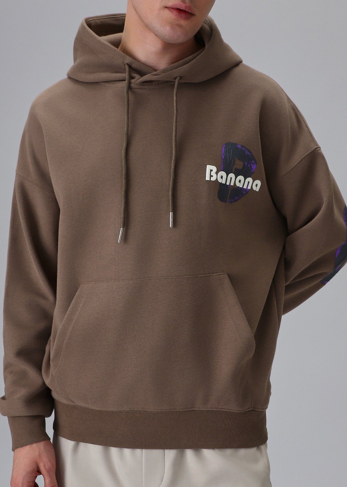 Brown Embossed Hoodie