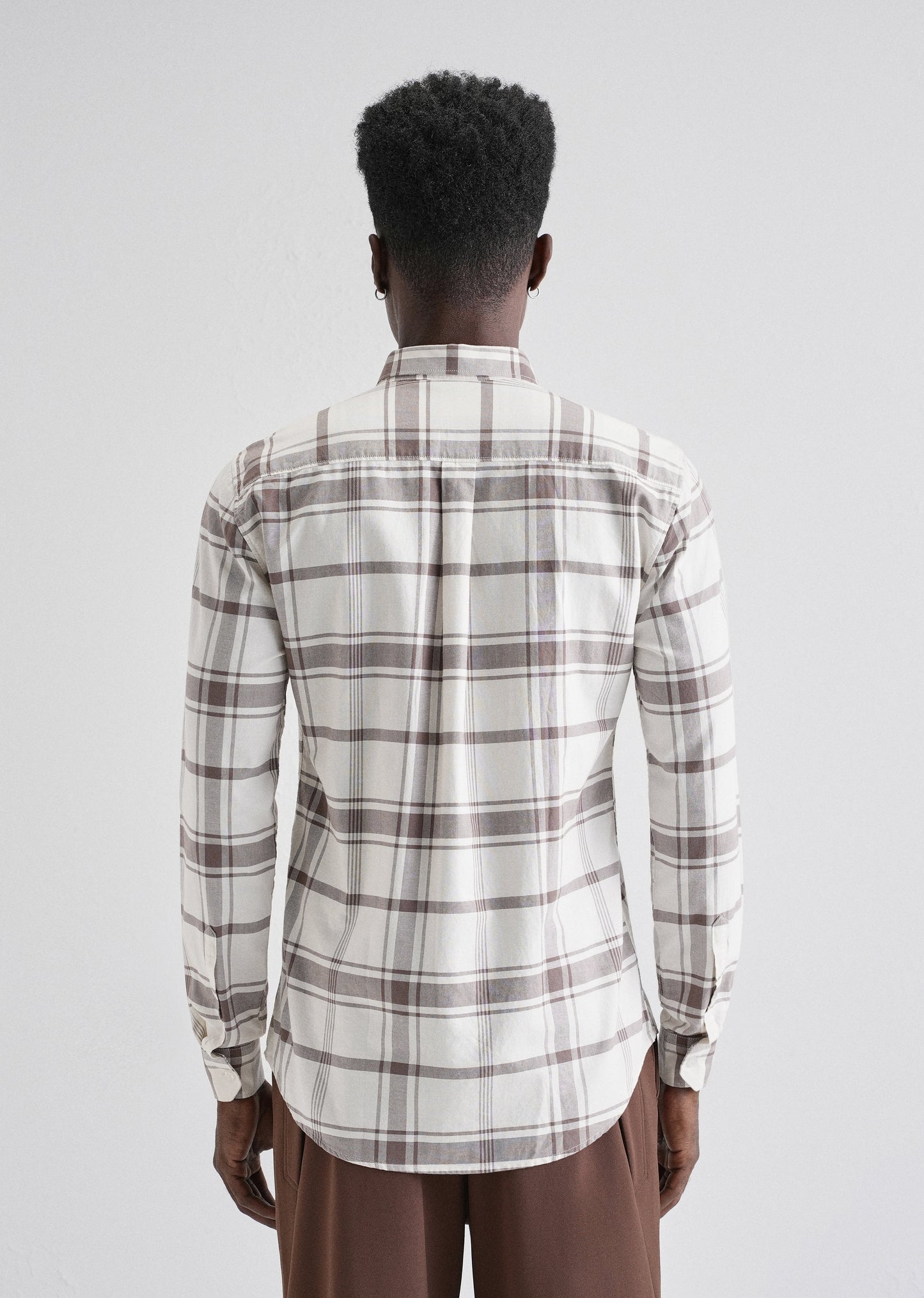 Brown Oxford Cotton Check Shirt