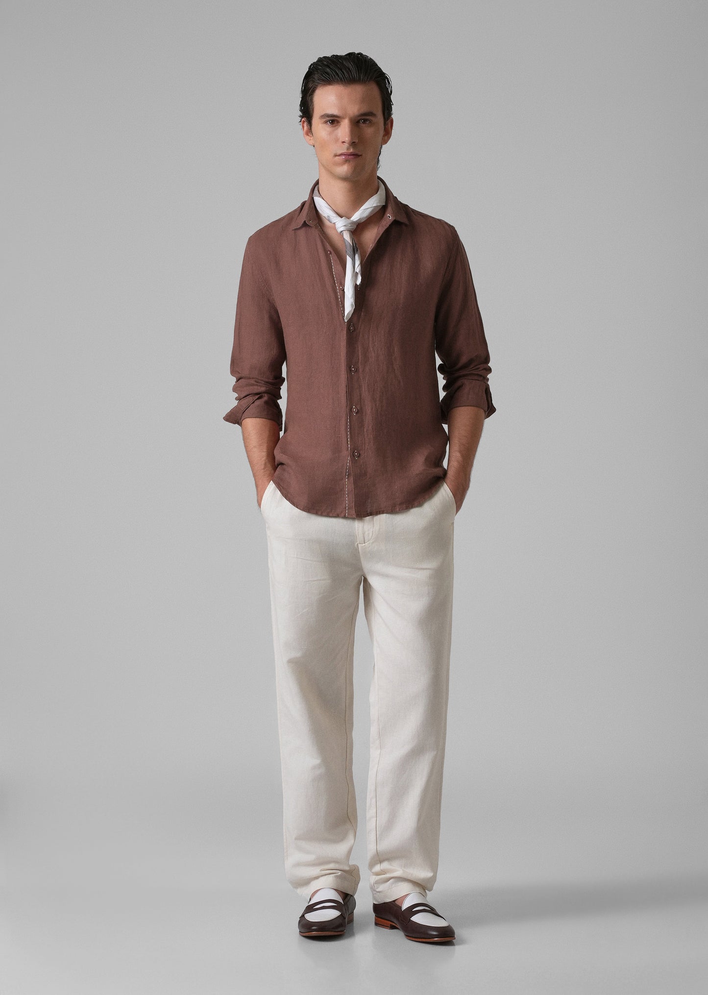 Brown Pure Linen Shirt