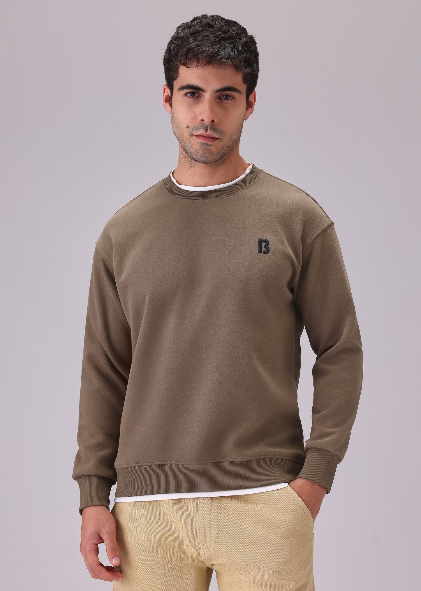 Brown White Contrast Sweatshirt