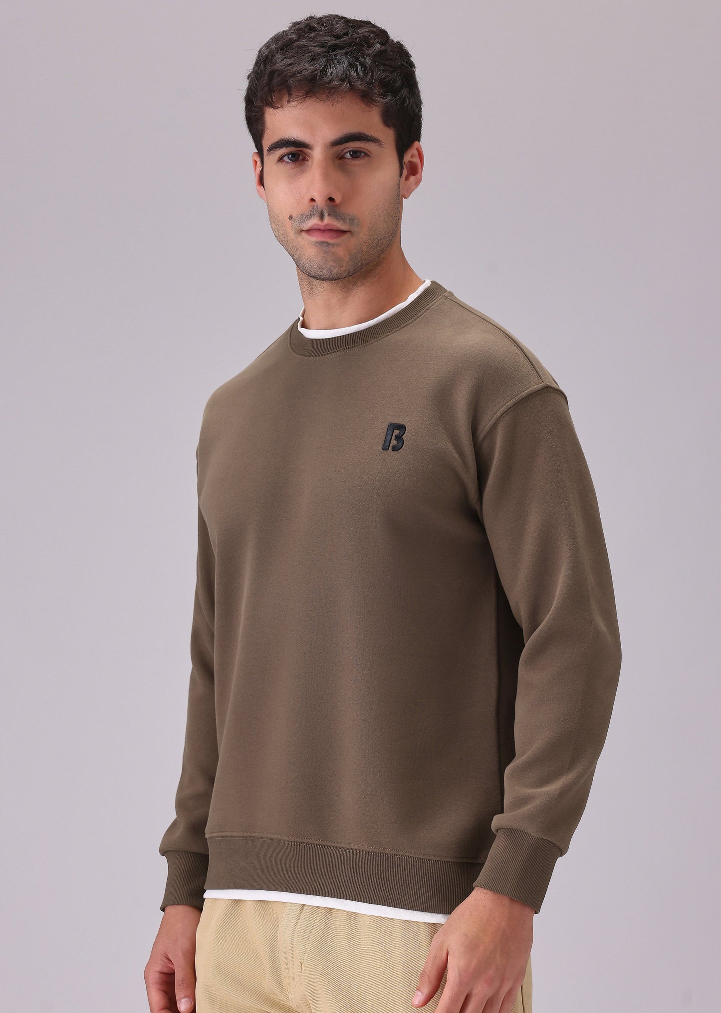 Brown White Contrast Sweatshirt