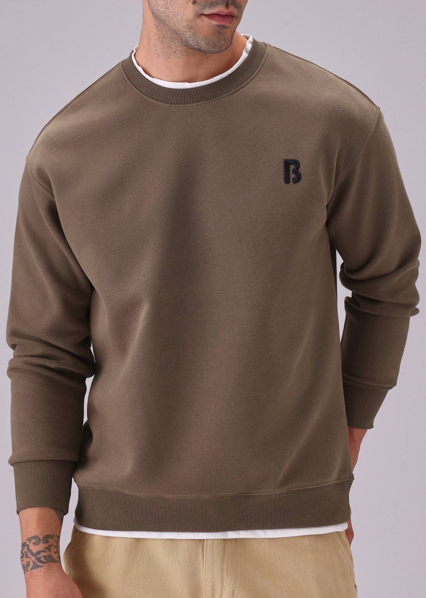 Brown White Contrast Sweatshirt