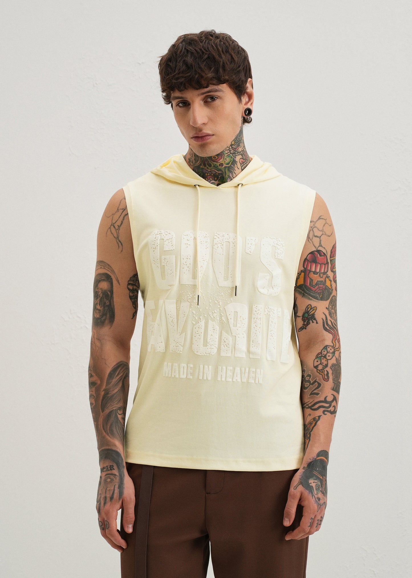 Butter Cream Printed Hoodie Tank