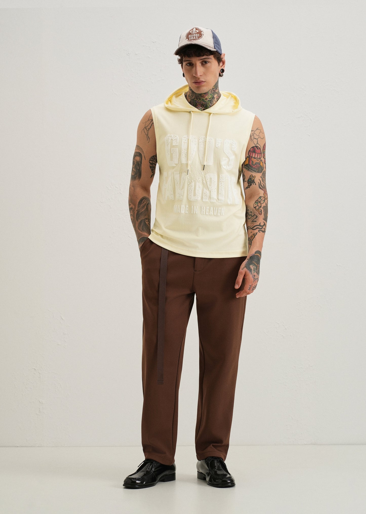 Butter Cream Printed Hoodie Tank