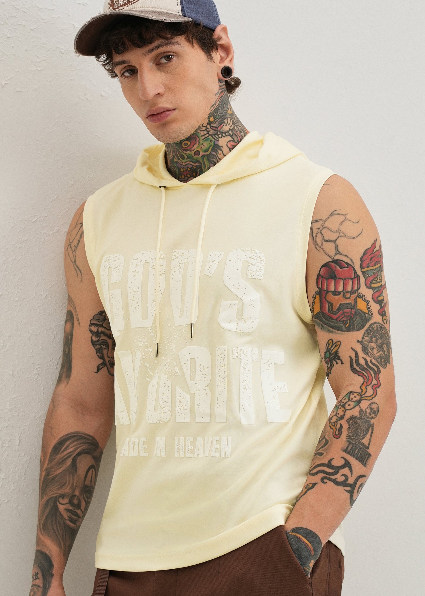 Butter Cream Printed Hoodie Tank