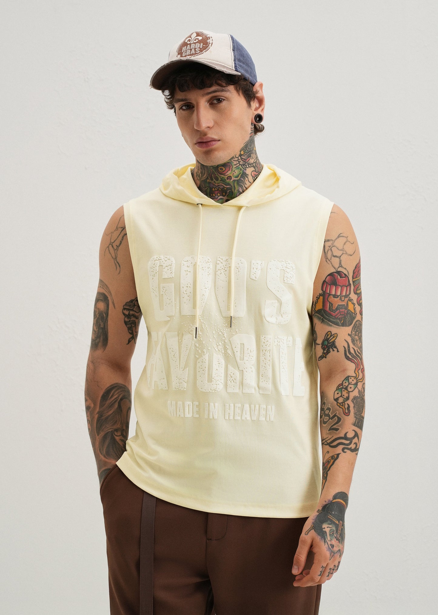 Butter Cream Printed Hoodie Tank