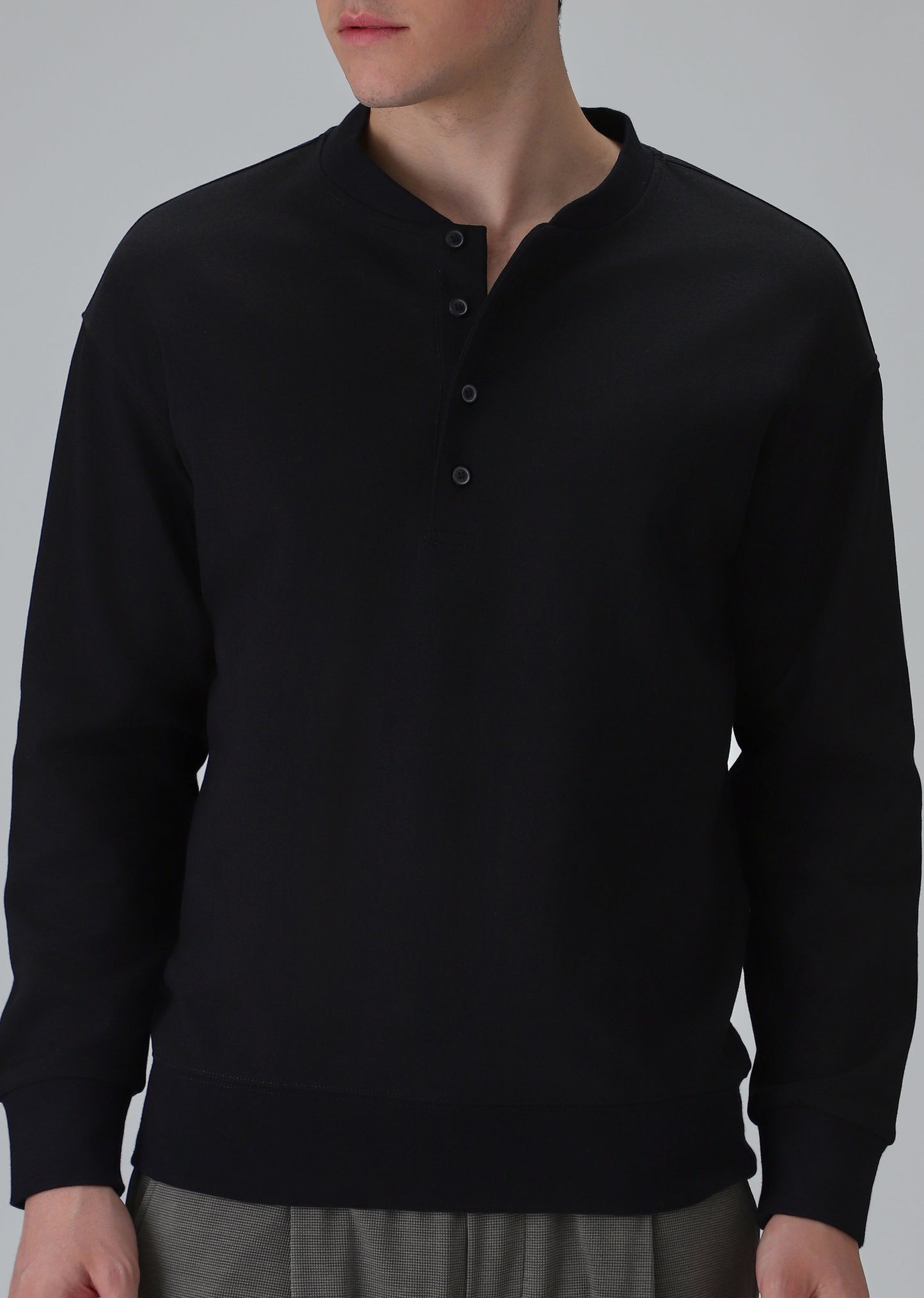 Button-Up Black Sweatshirt