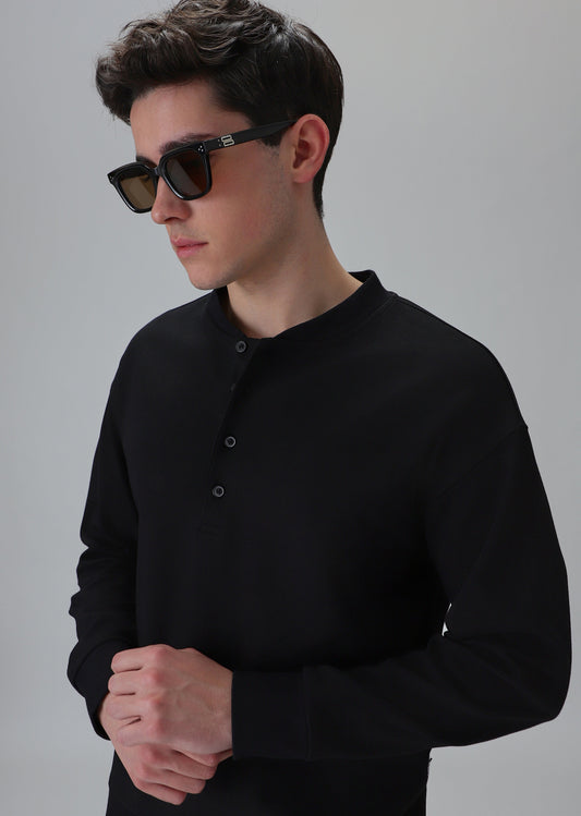 Button-Up Black Sweatshirt