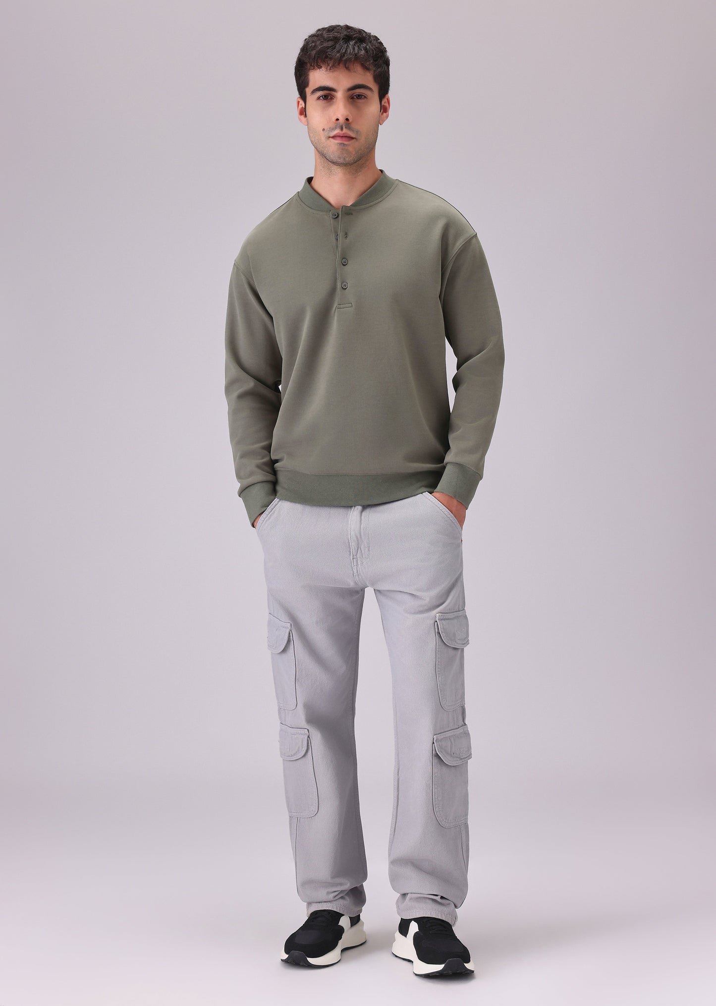 Button-Up Green Sweatshirt