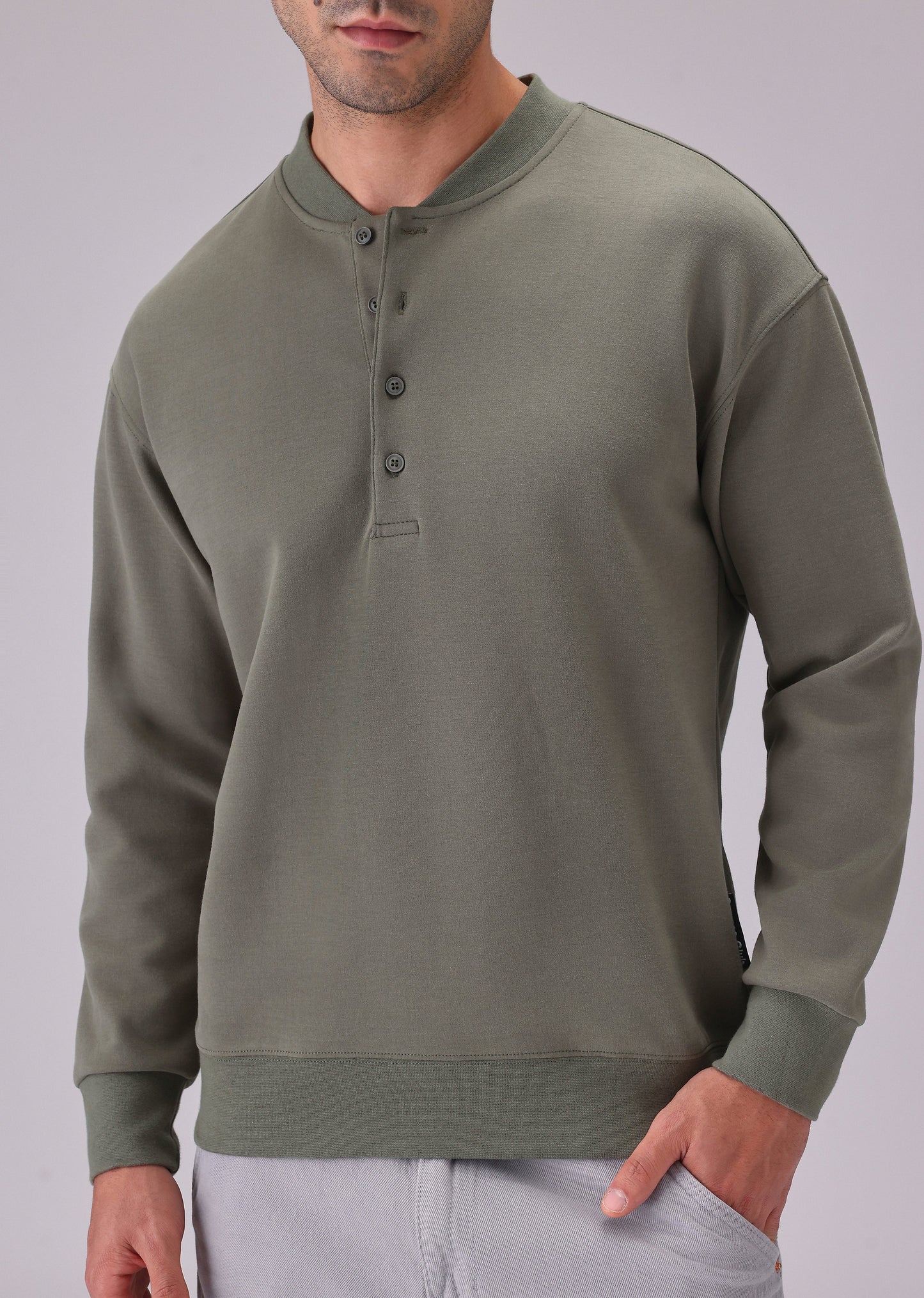 Button-Up Green Sweatshirt