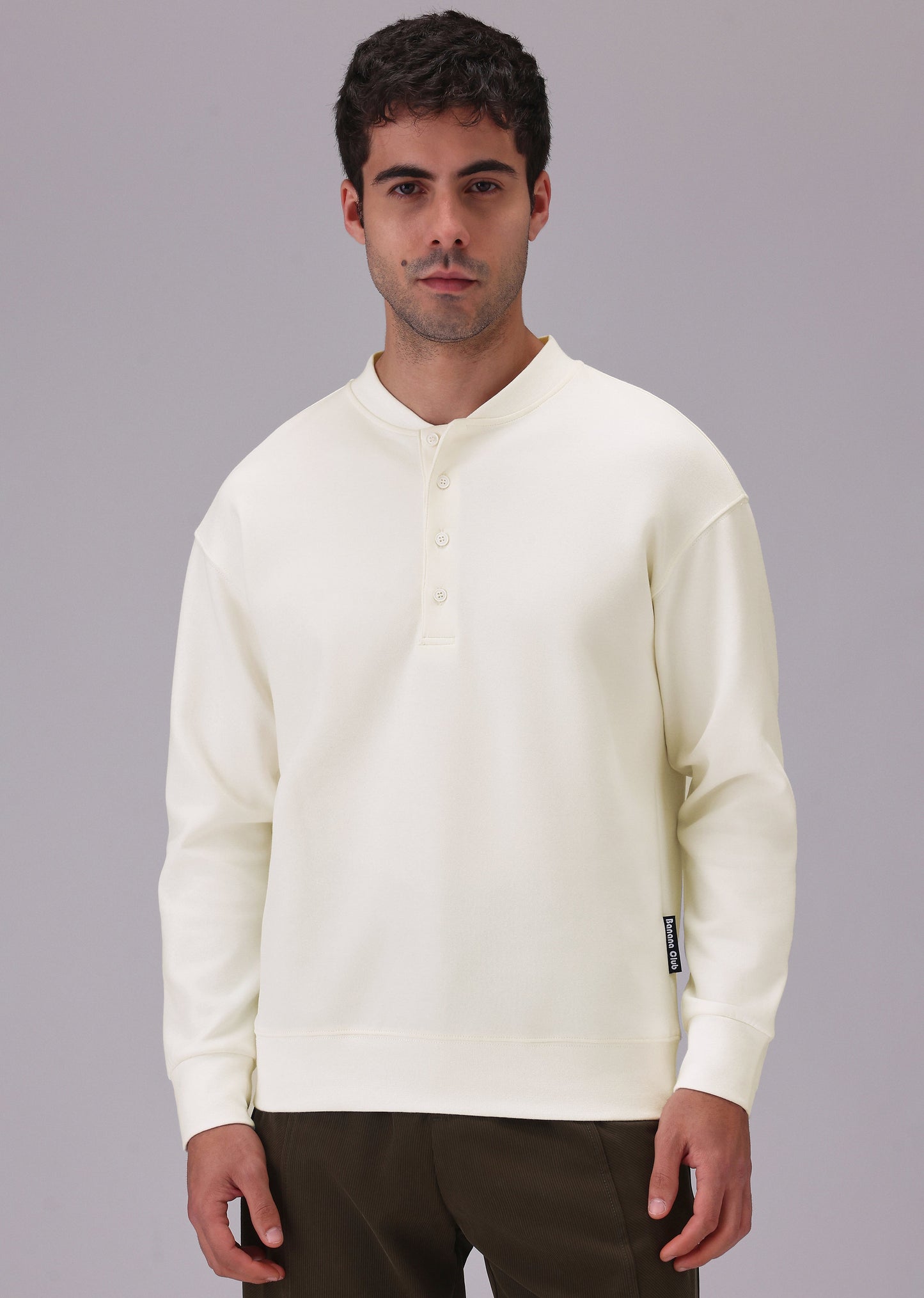 Button-Up White Sweatshirt