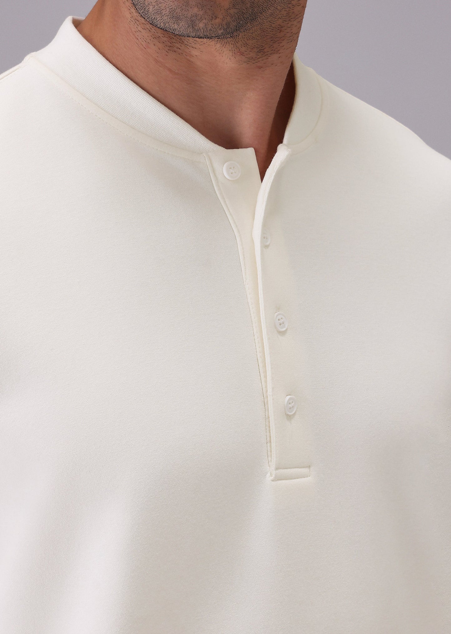 Button-Up White Sweatshirt