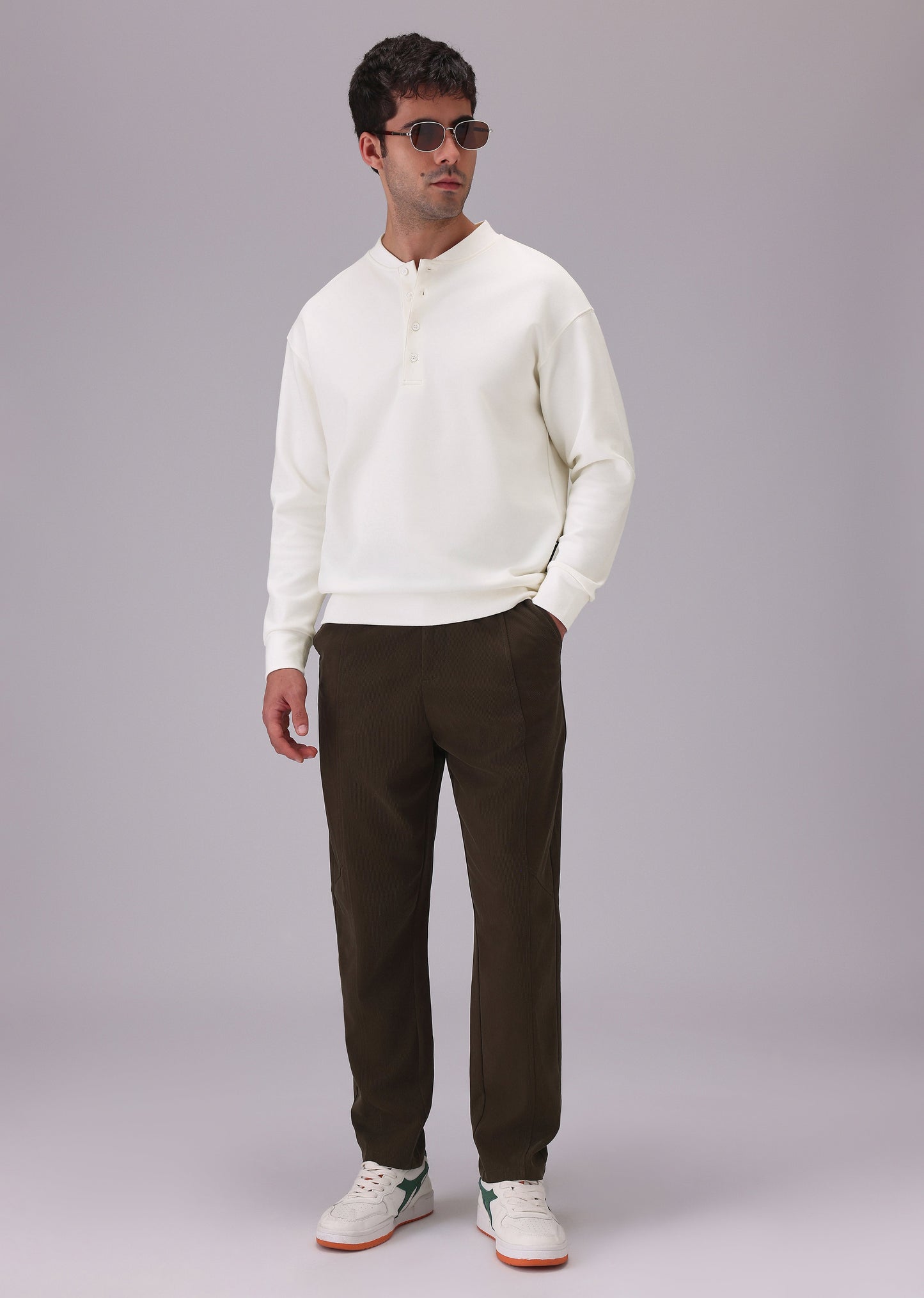 Button-Up White Sweatshirt