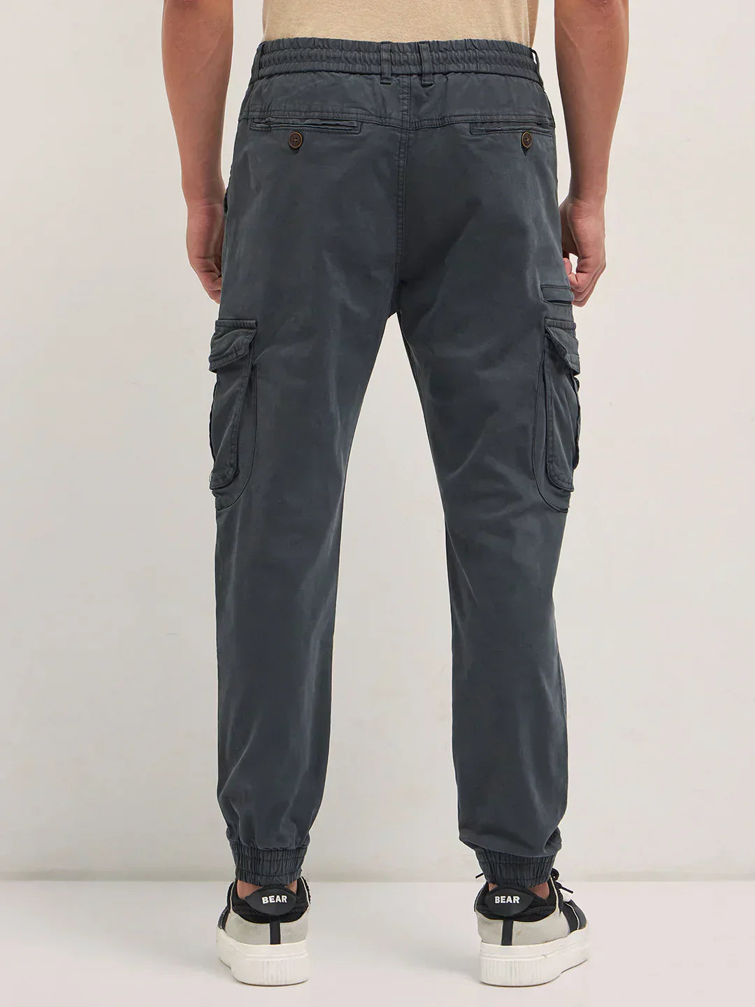 Grey Regular Fit Cargo Pants with Multi-Functional Pockets