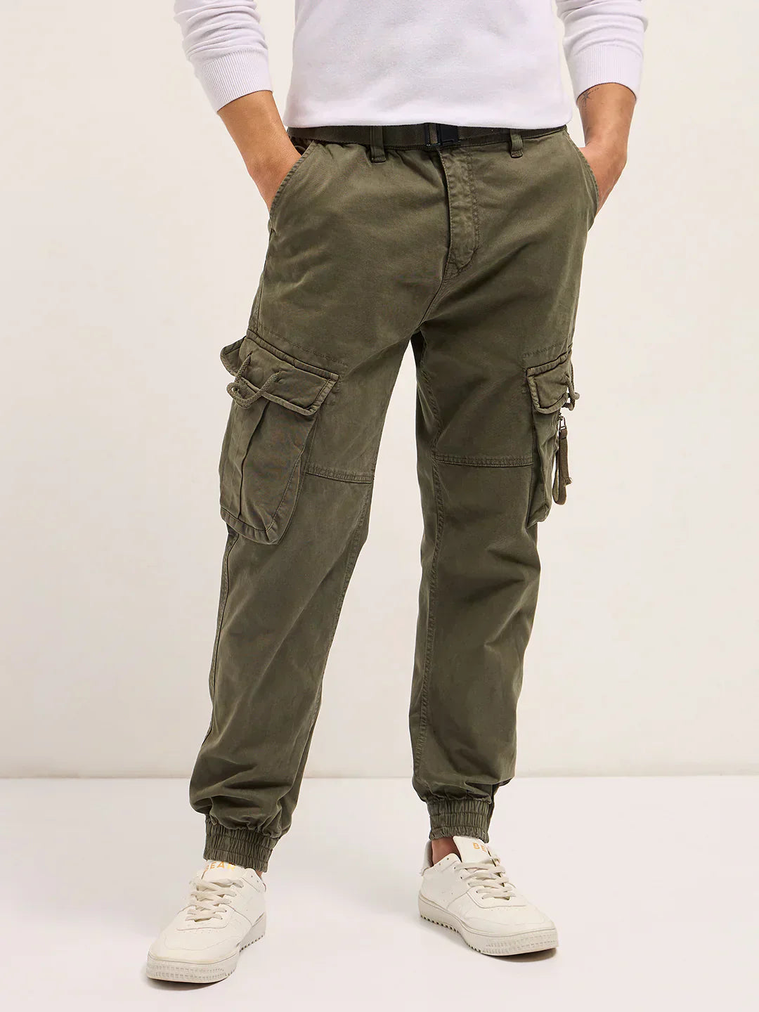 Classic Fit Olive Cargo Pants with Multi-Functional Pockets