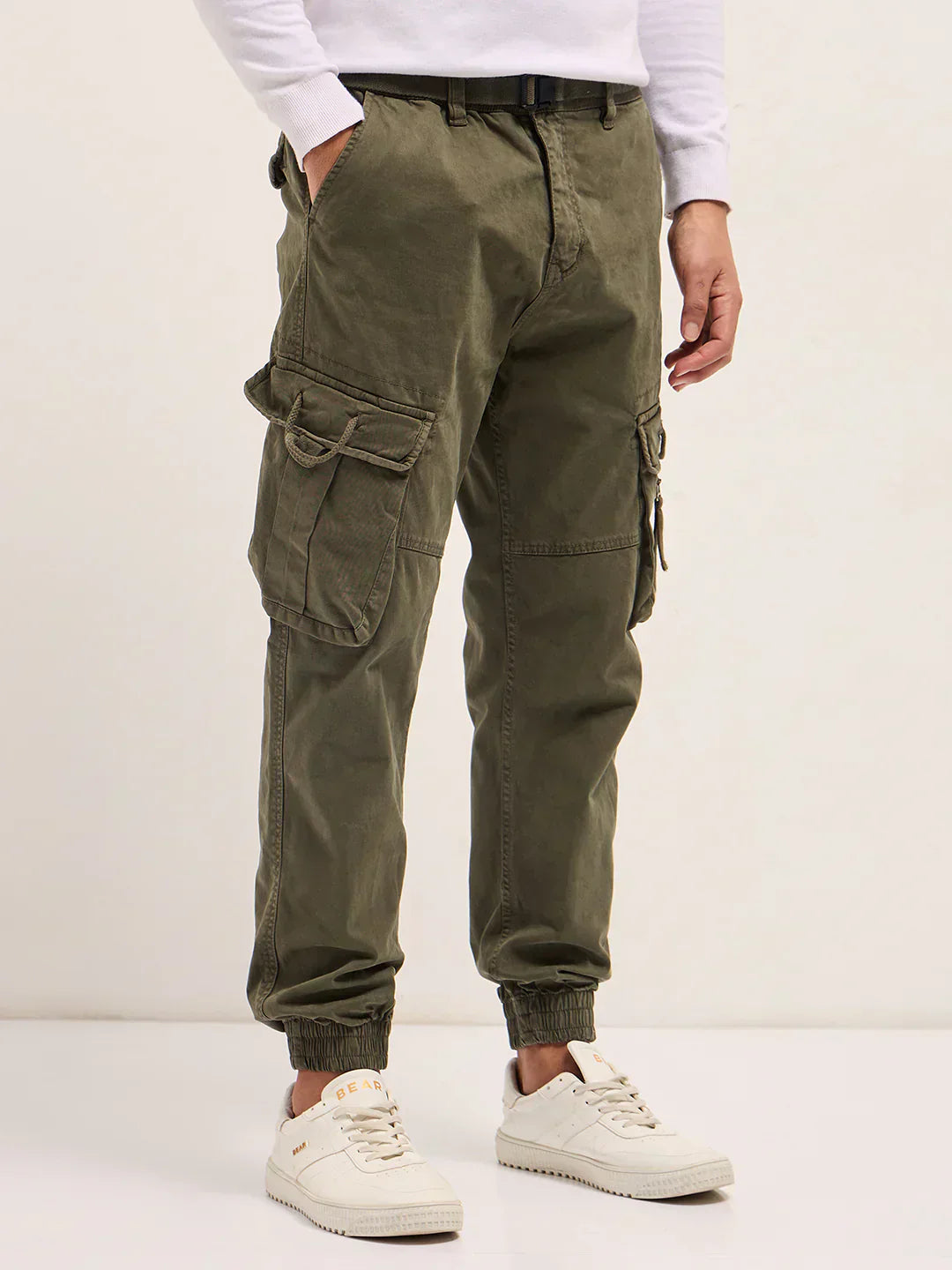 Classic Fit Olive Cargo Pants with Multi-Functional Pockets