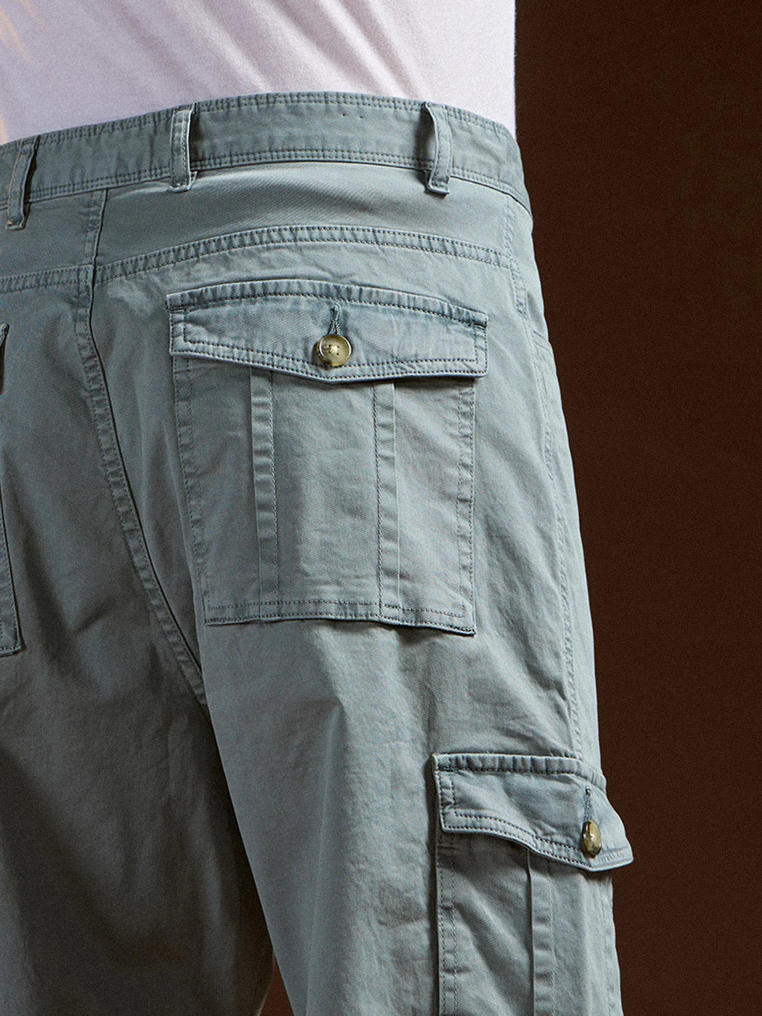 Light Green Solid Straight Fit Functional & Stylish Cargo Pant