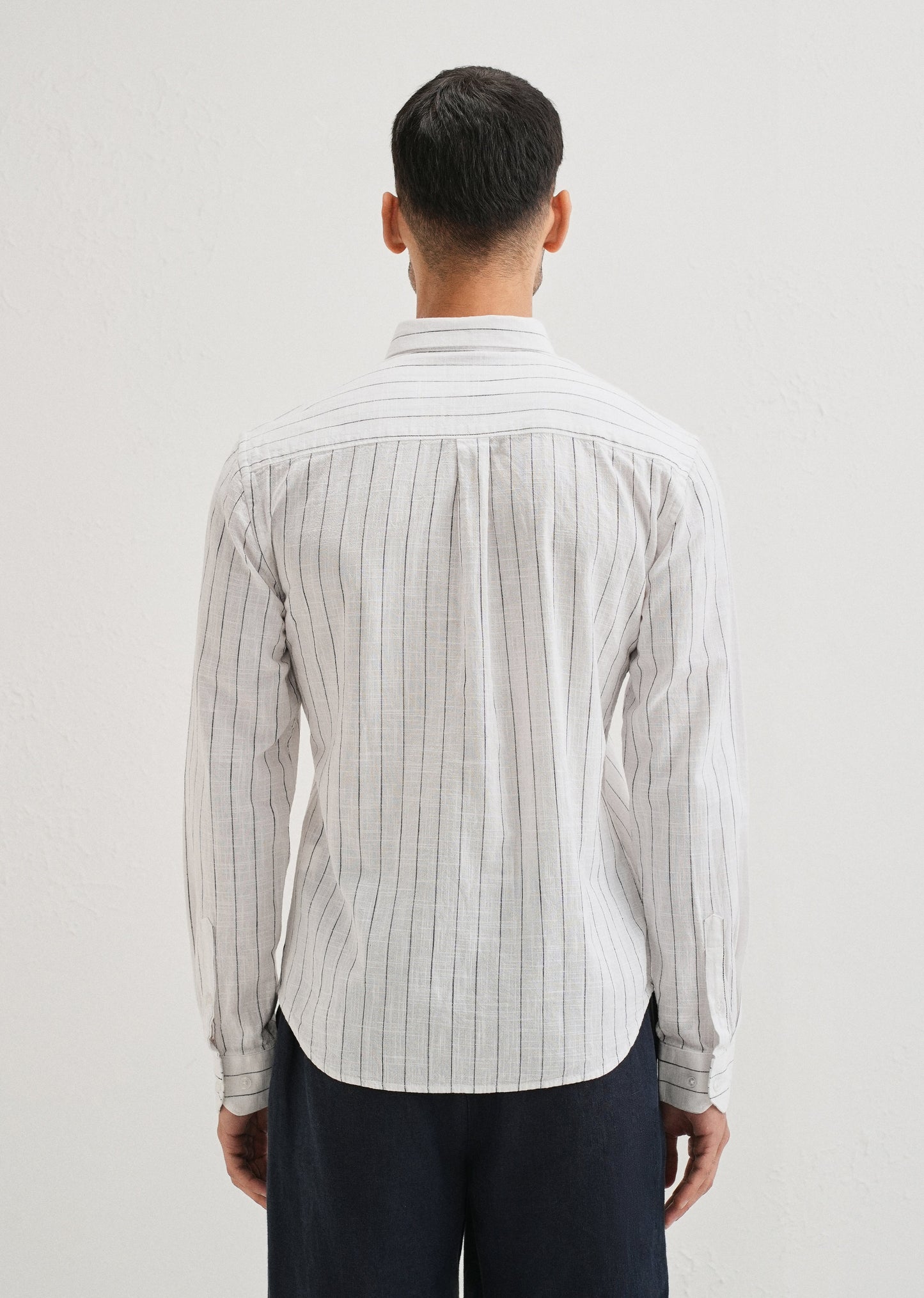 Chalk White Striped Cotton Linen Shirt