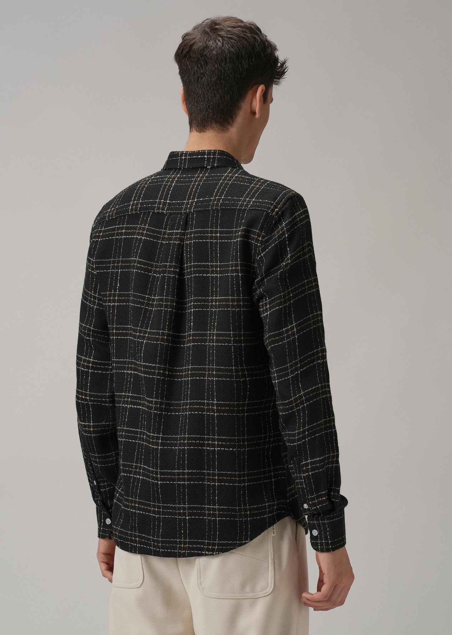 Charcoal Plaid Textured Cotton Check Shirt
