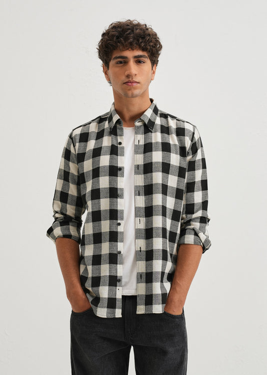 Chess Square Black Check Shirt