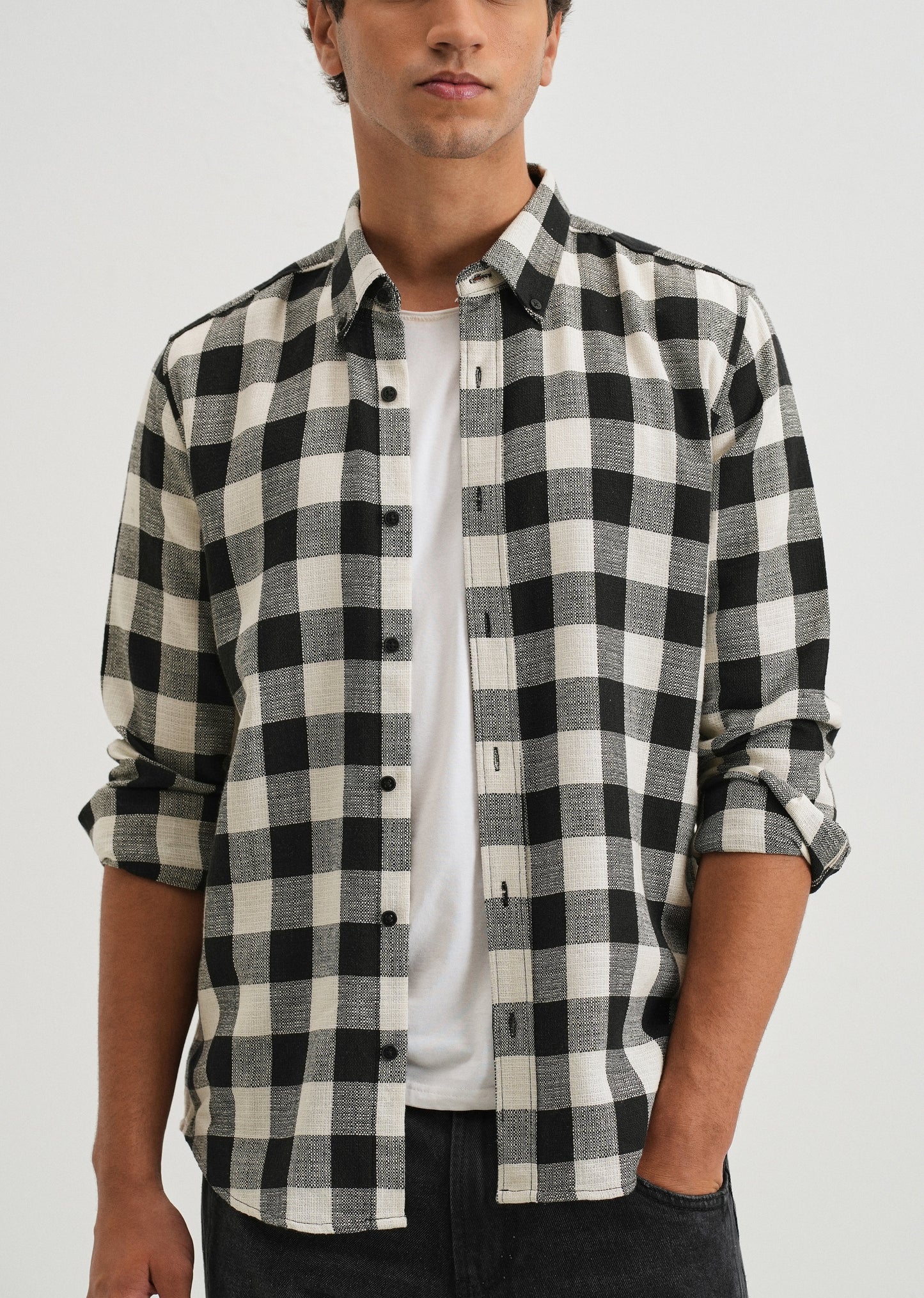 Chess Square Black Check Shirt