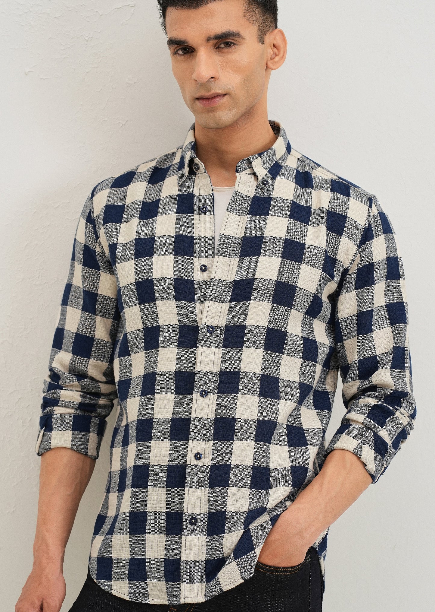 Chess Square Blue Check Shirt