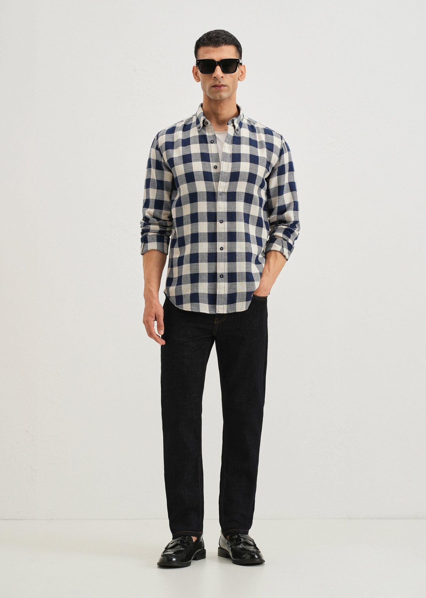 Chess Square Blue Check Shirt