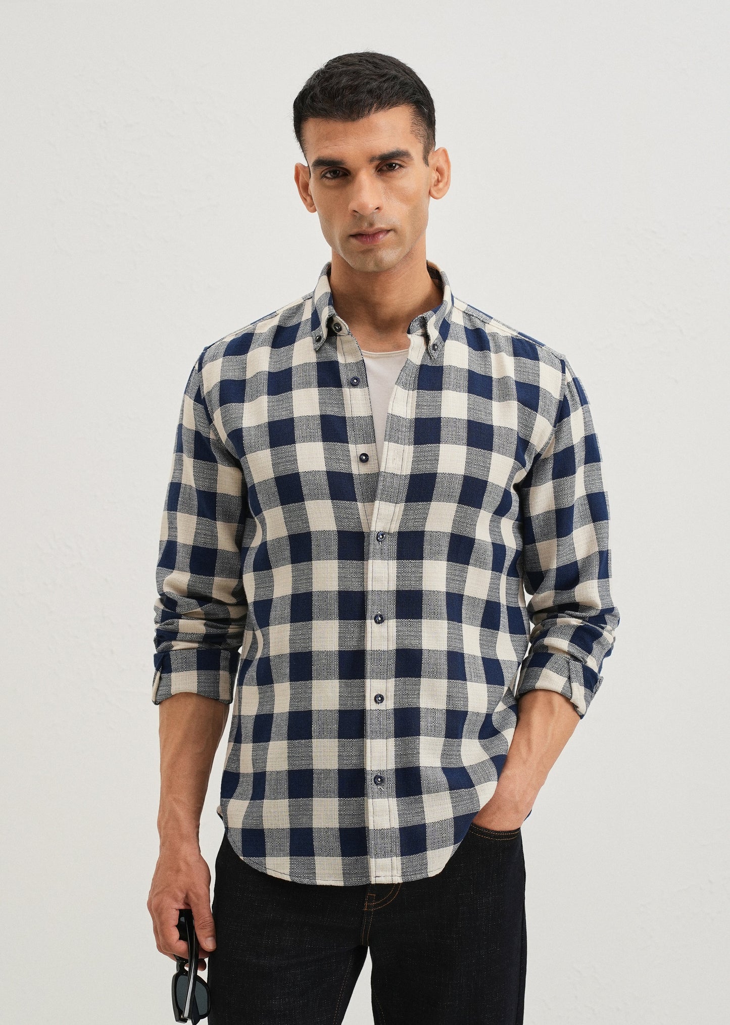 Chess Square Blue Check Shirt