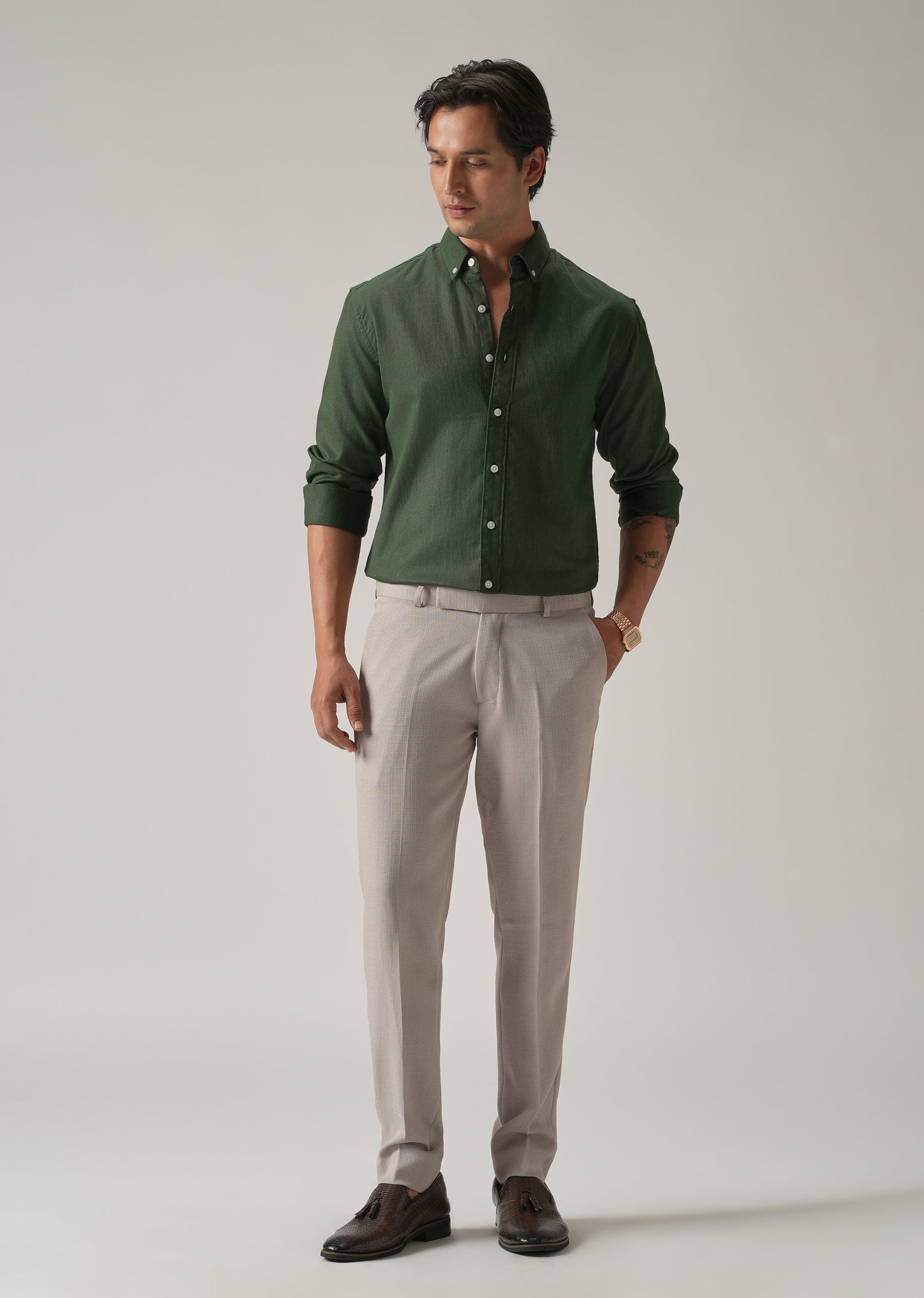 Cilantro Green Blended Linen shirt