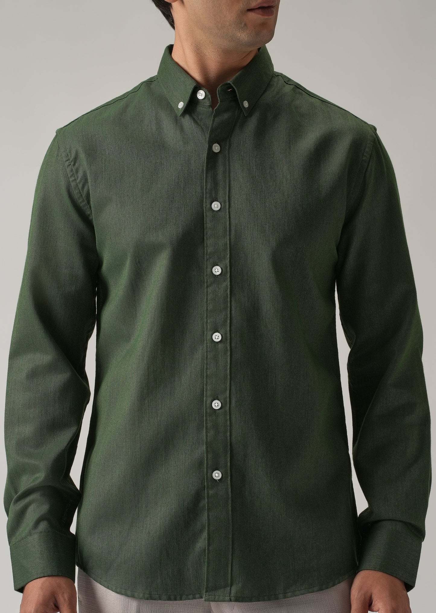 Cilantro Green Blended Linen shirt