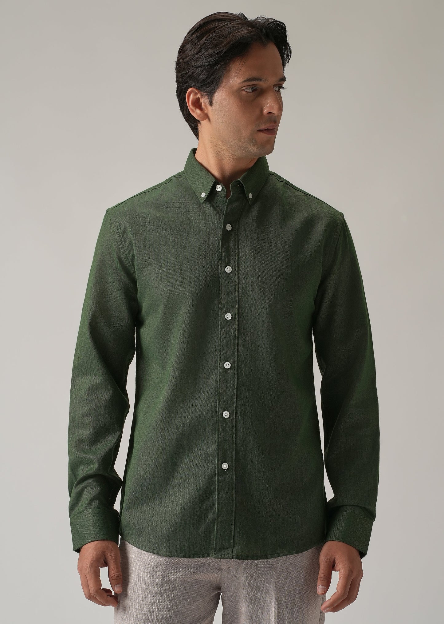 Cilantro Green Blended Linen shirt