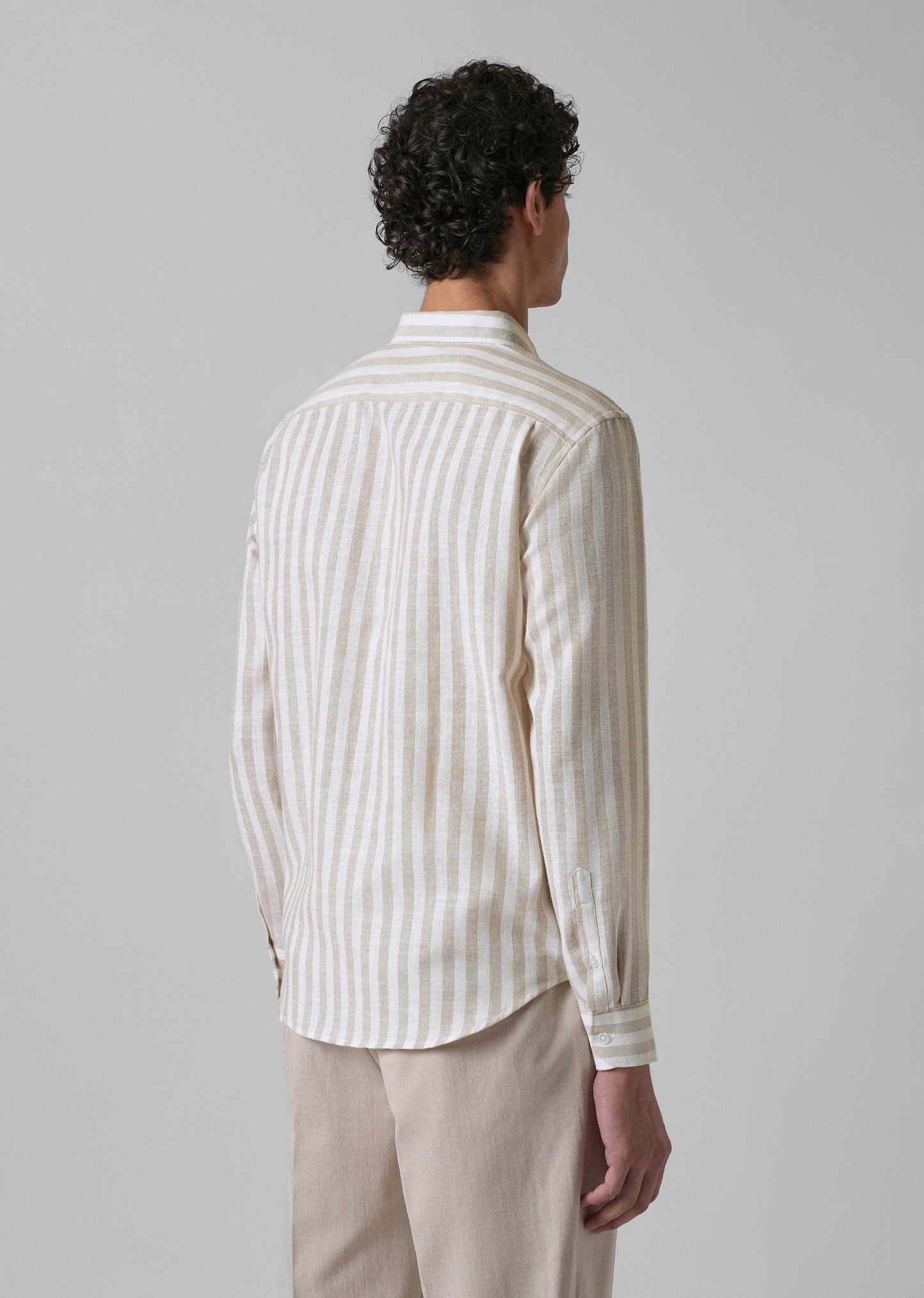 Classic Beige Stripe Blended Linen shirt