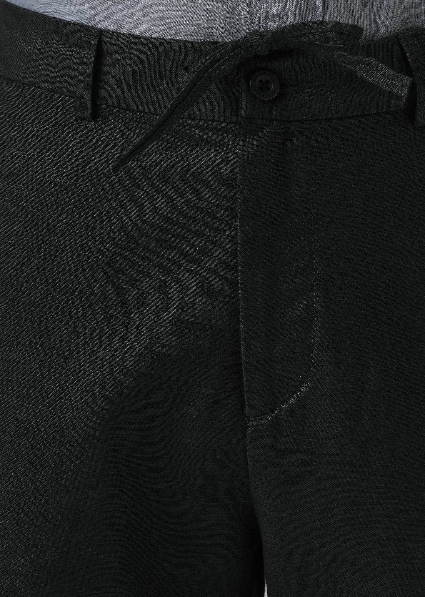 Black Linen Relaxed Fit Trouser