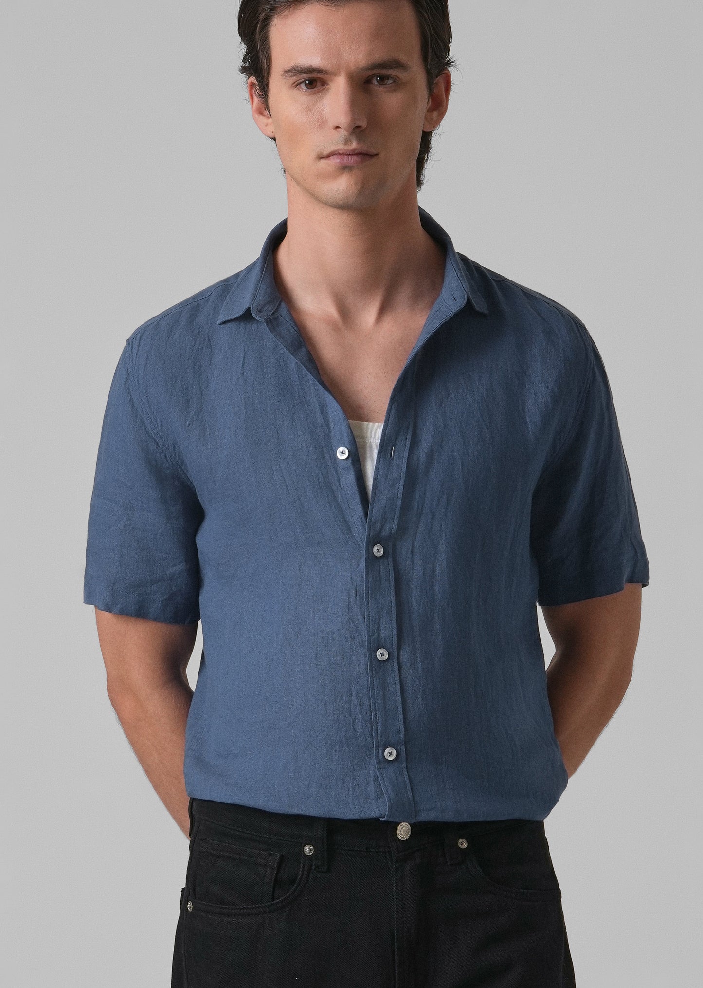 Cobalt Blue Linen Shirt