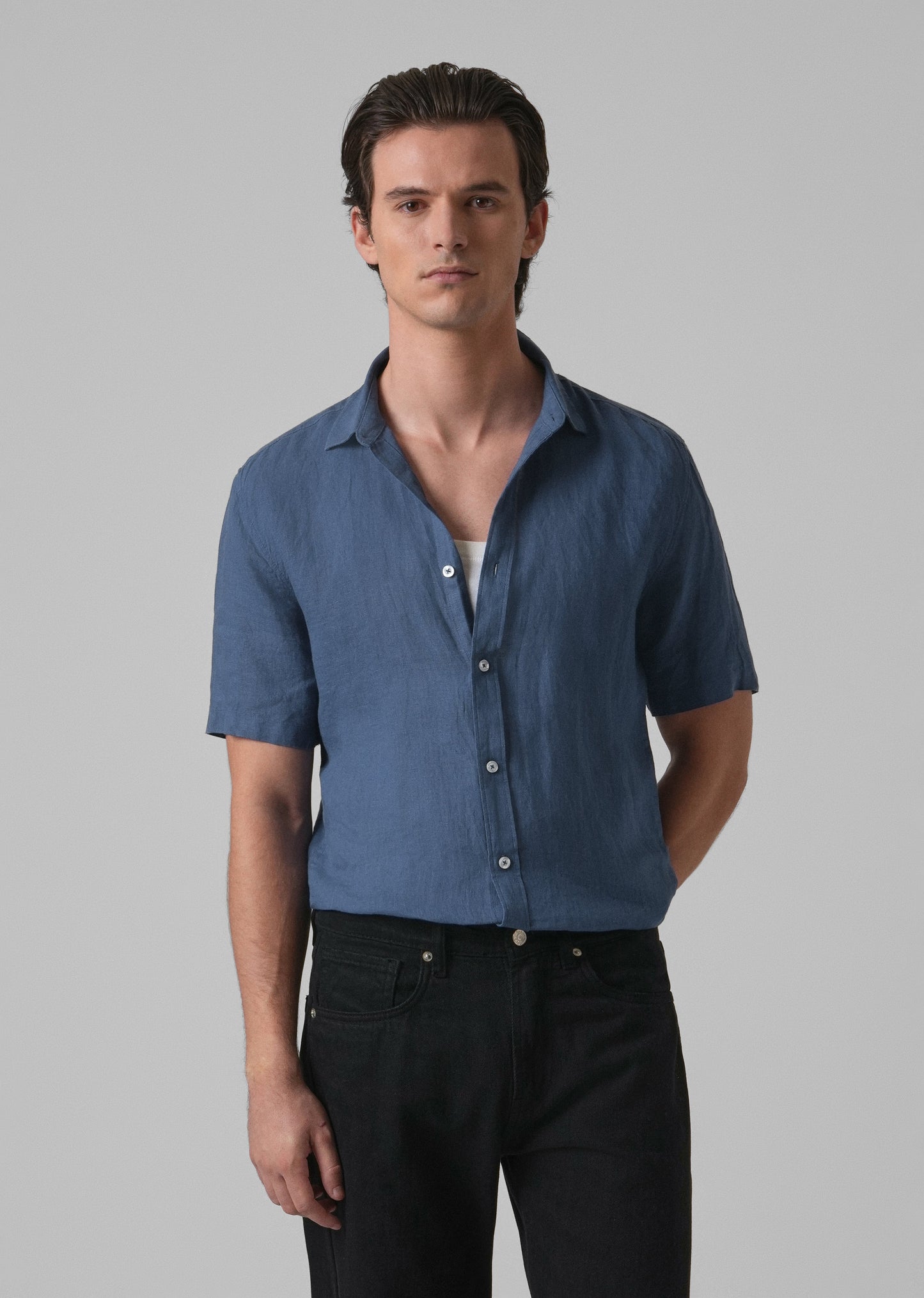 Cobalt Blue Linen Shirt
