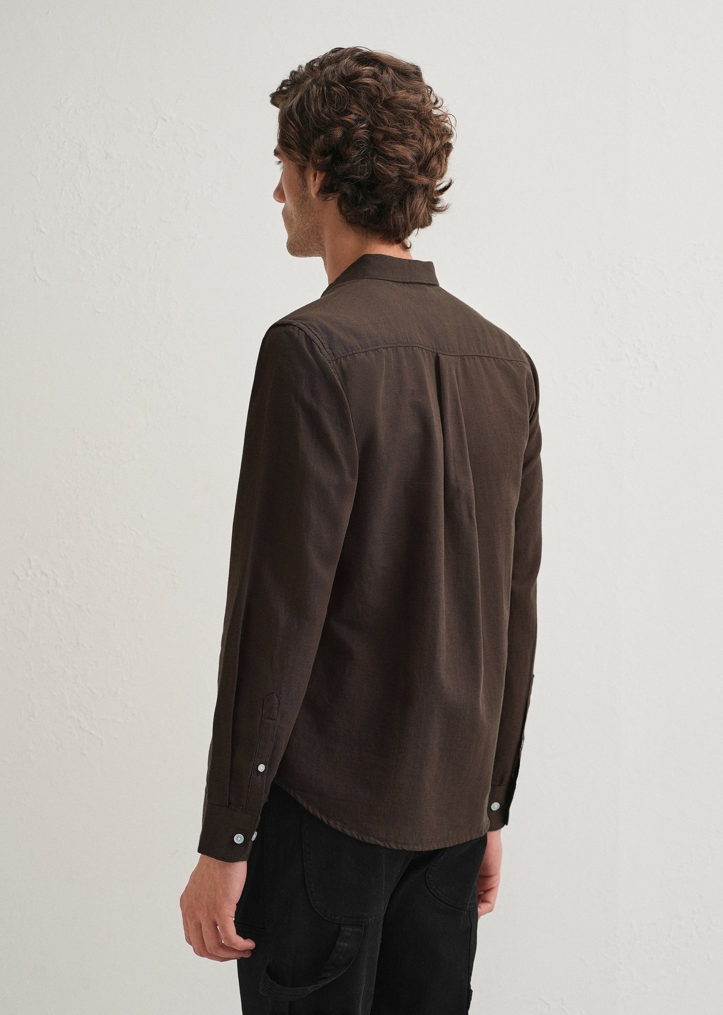 Coffee Brown Cotton Linen Shirt