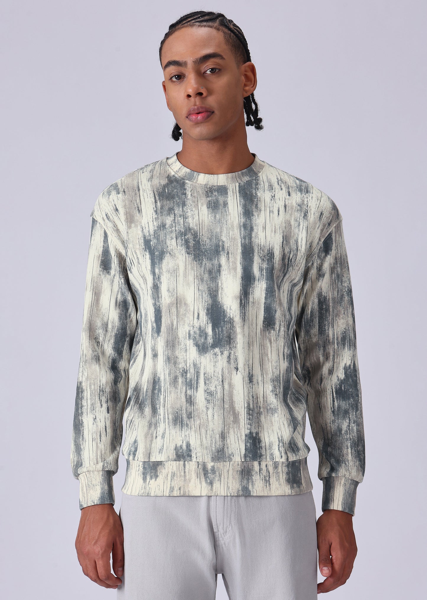 Color Stripes Cream Sweatshirt