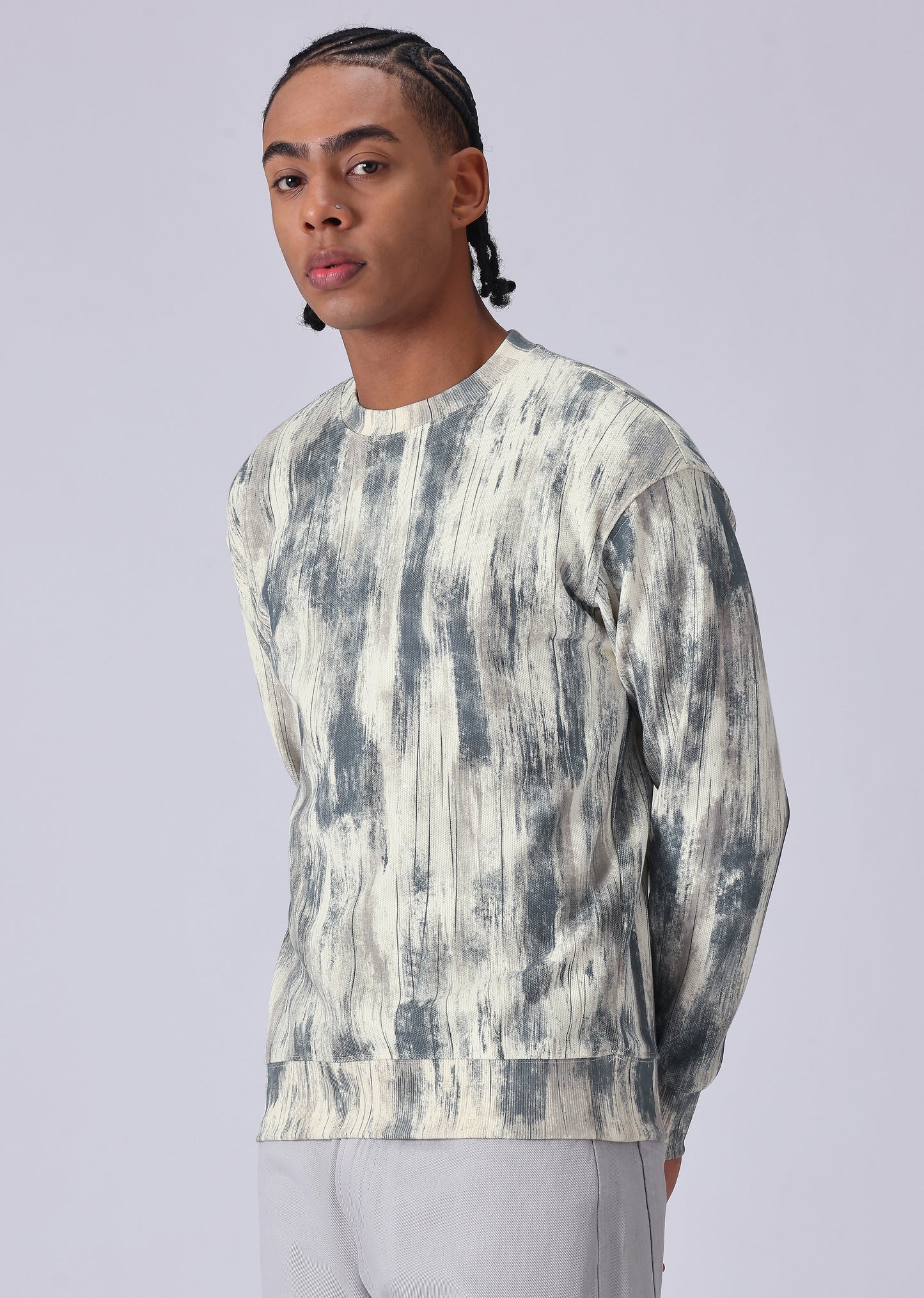 Color Stripes Cream Sweatshirt