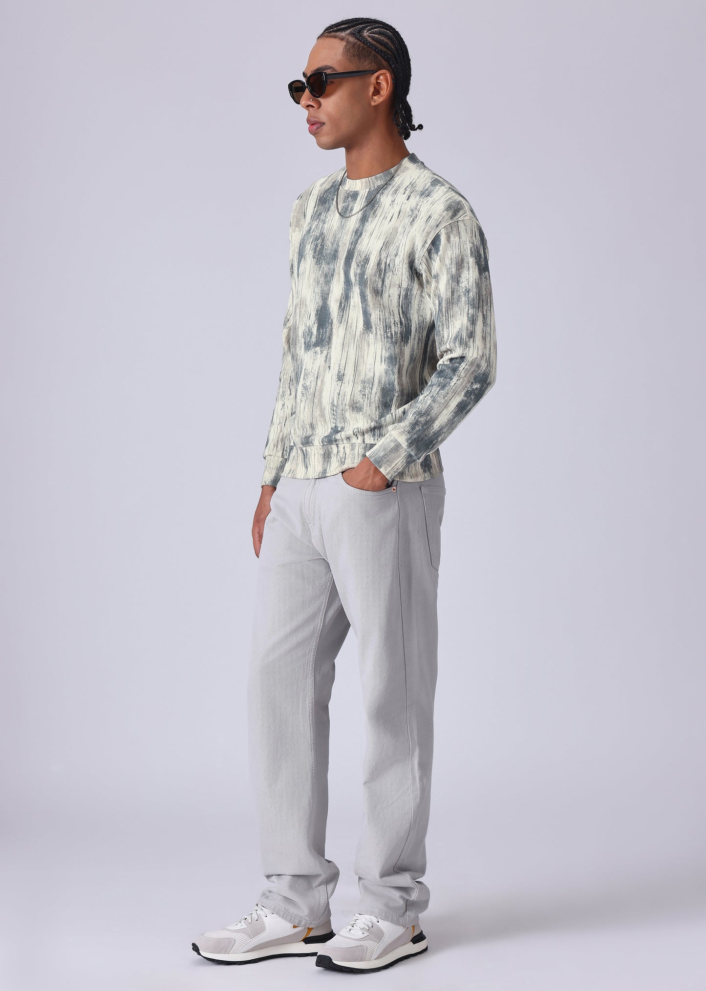 Color Stripes Cream Sweatshirt