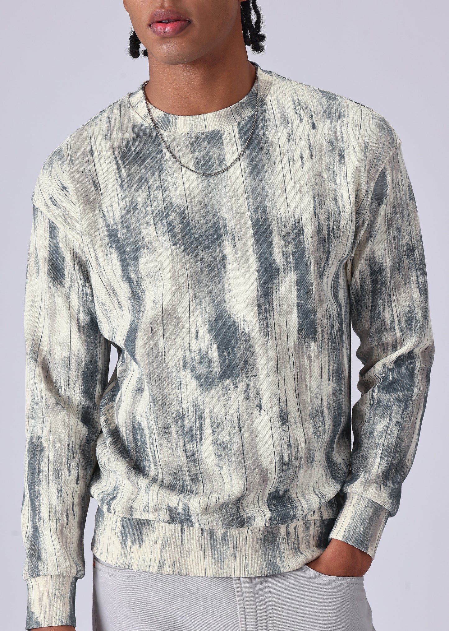 Color Stripes Cream Sweatshirt