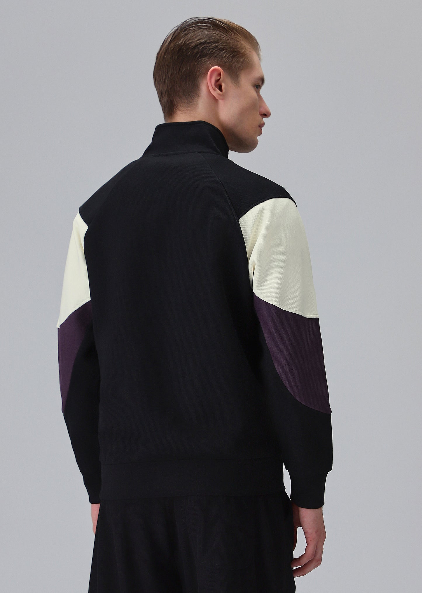 Colour Block Zip Black Sweatshirt