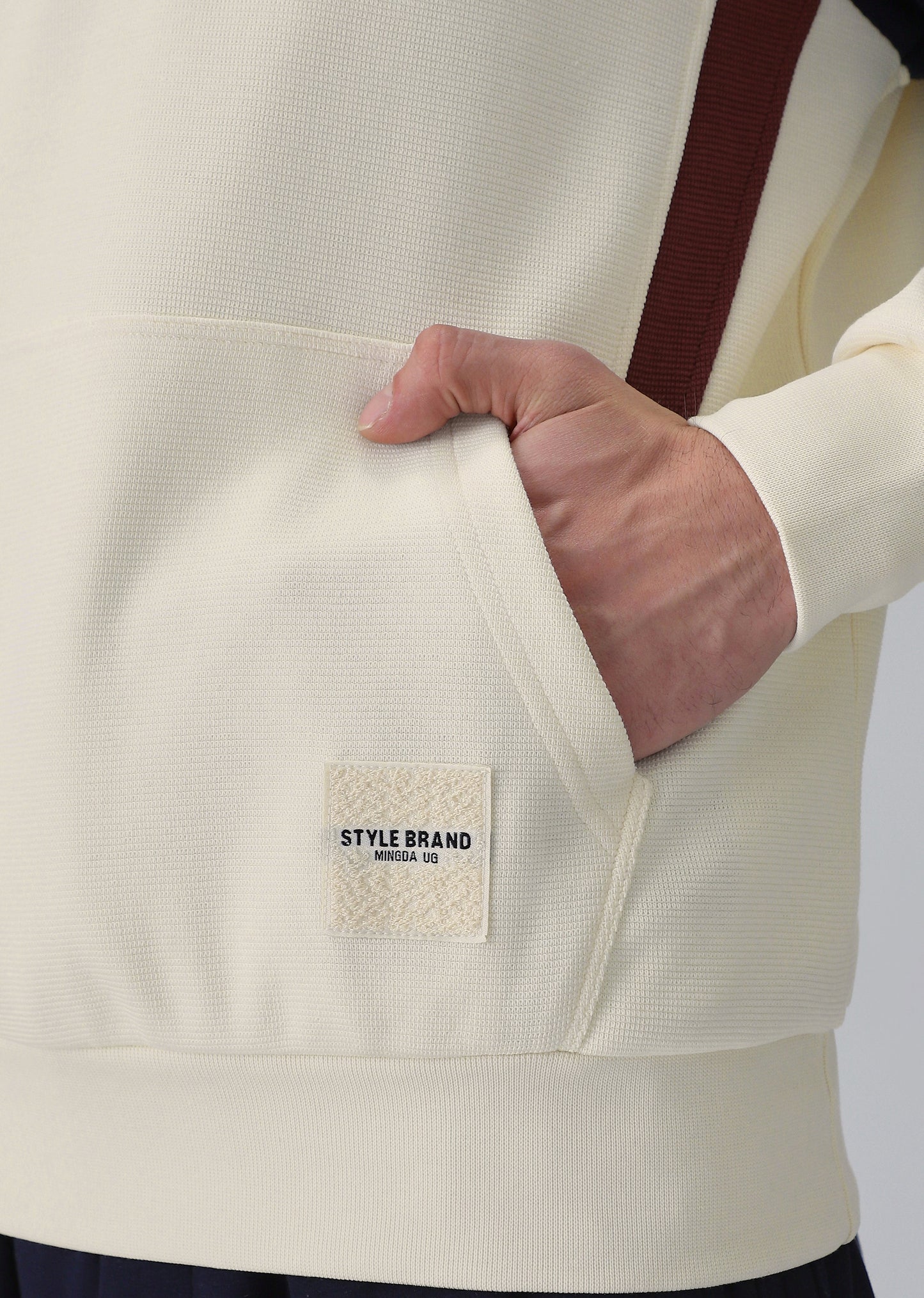 Colour Block Zip Cream Sweatshirt