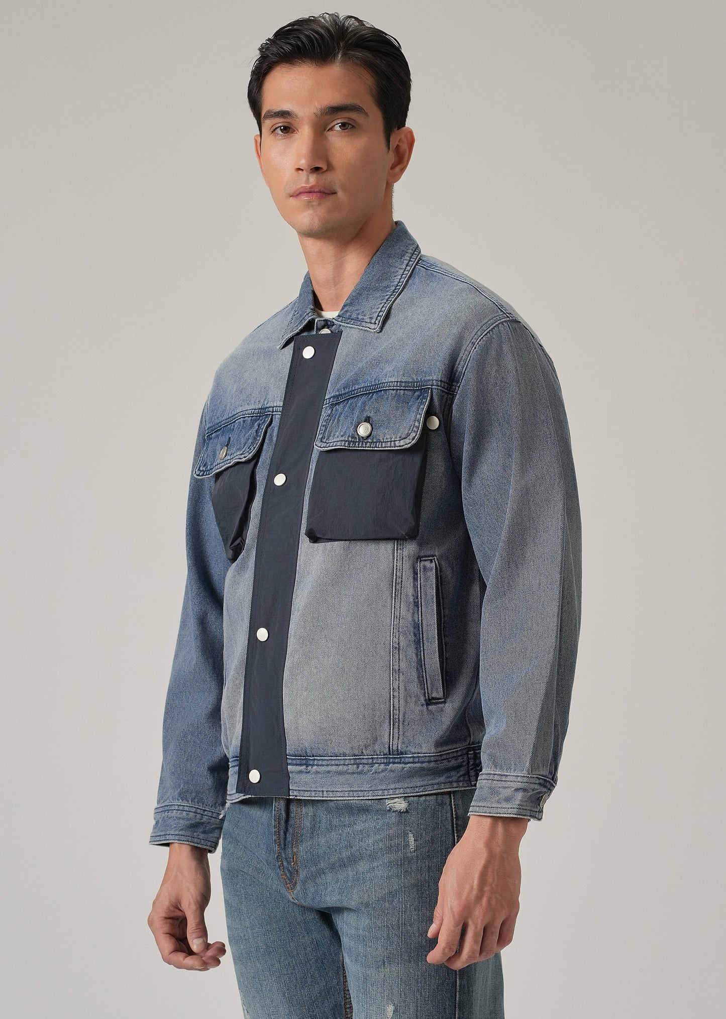Contrast Panel Denim Jacket