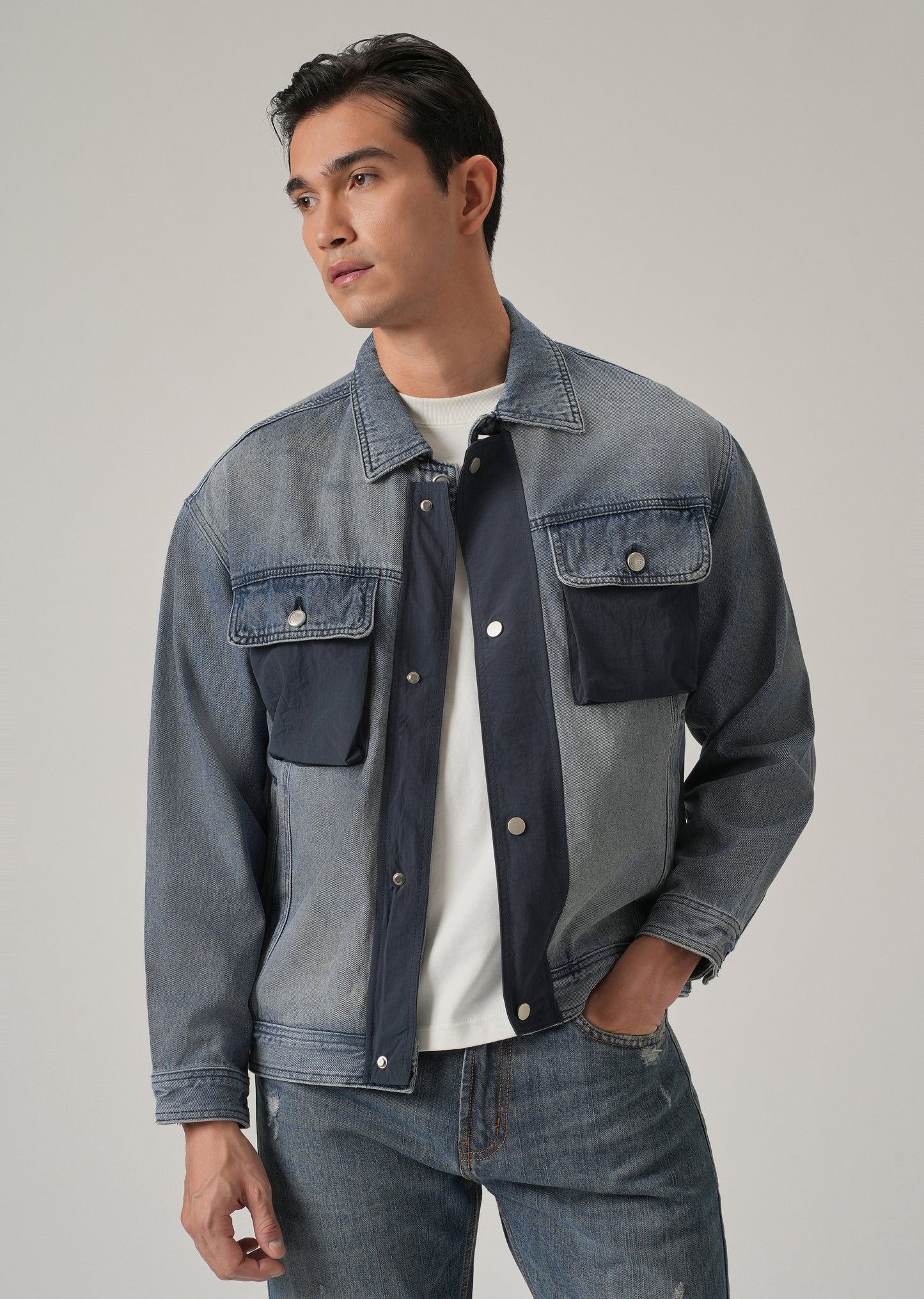Contrast Panel Denim Jacket