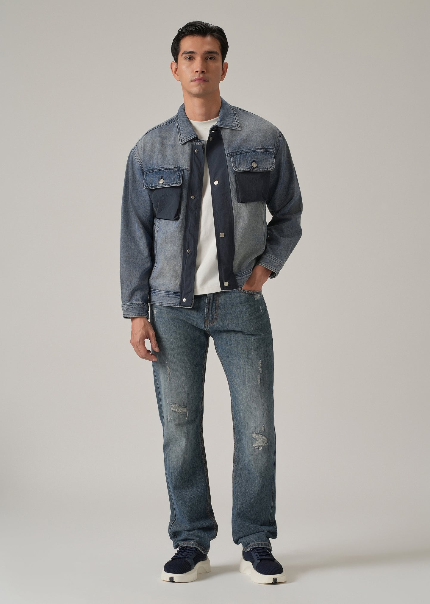 Contrast Panel Denim Jacket