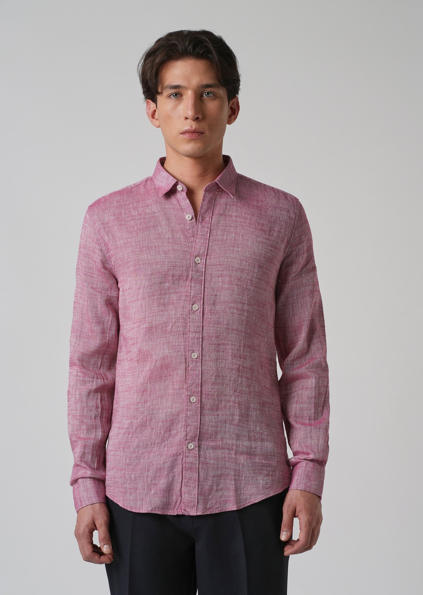 100% Pure Linen Coral Pink Shirt