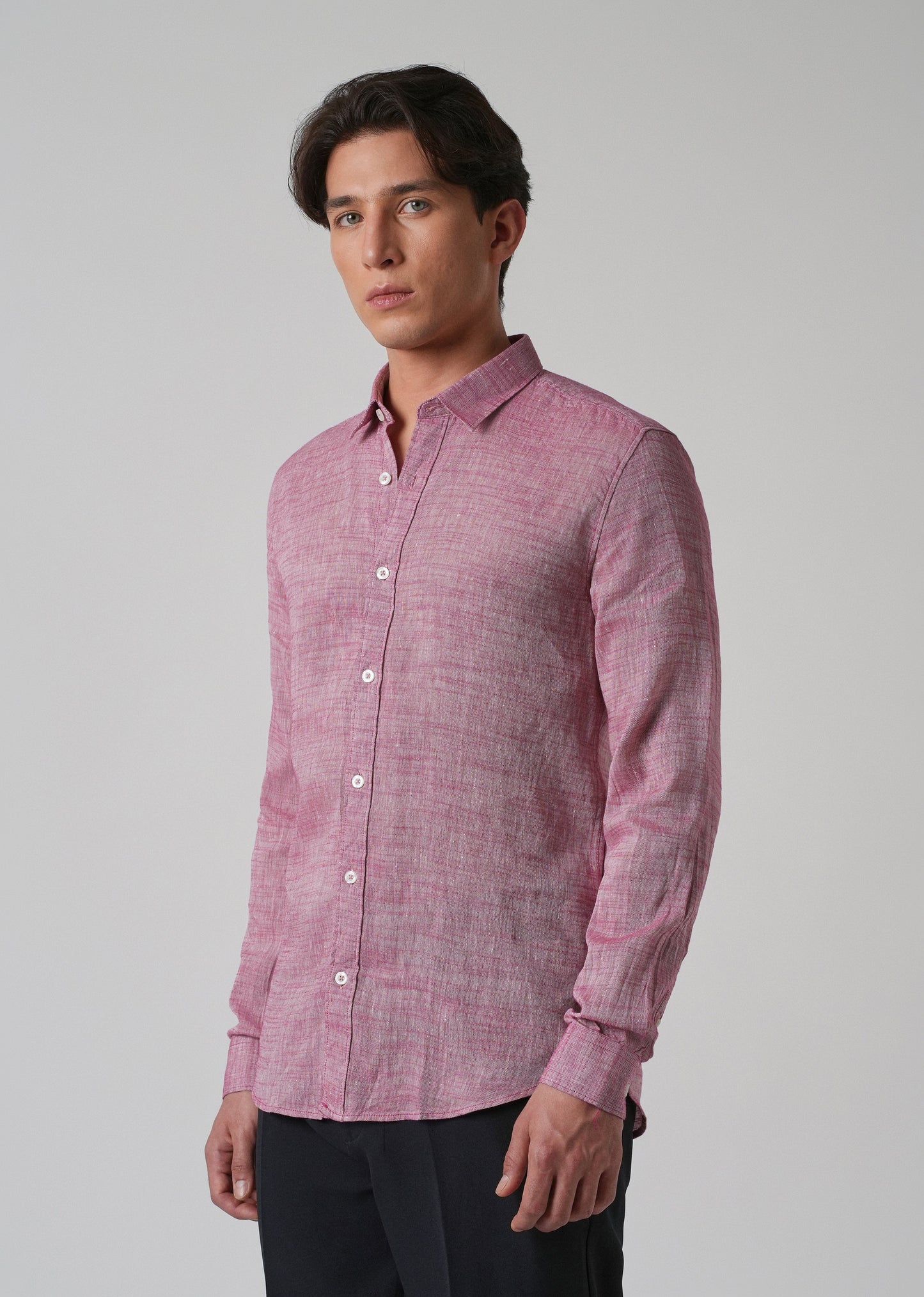 100% Pure Linen Coral Pink Shirt